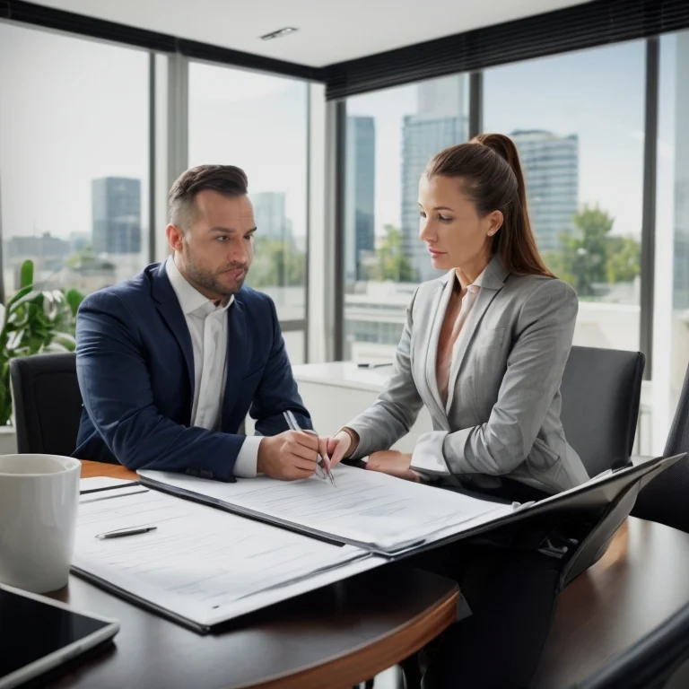Happy real estate agent closing a deal confidently